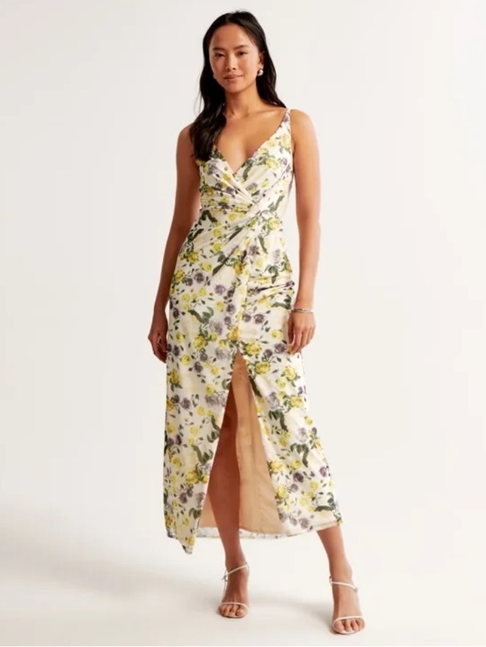Abercrombie - Mesh Twist Wrap Maxi Dress - Cream Floral